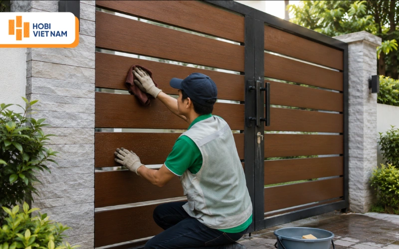 Bảo dưỡng cổng Composite ngoài trời