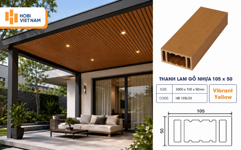 Mẫu mái hiên composite gỗ nhựa màu Vibrant Yellow Mẫu mái hiên composite gỗ nhựa màu Vibrant Yellow
