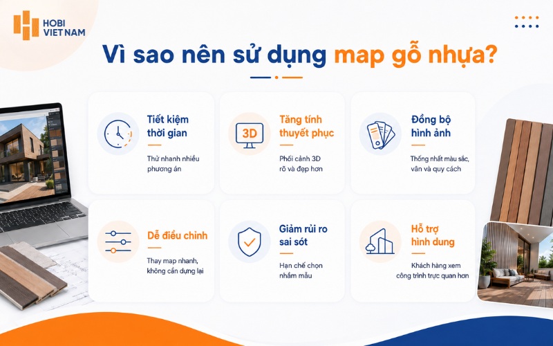 Sử dụng map gỗ nhựa giúp tiết kiệm thời gian và chi phí