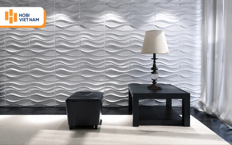 Mẫu ốp tường nhựa 3D gợn sóng, tạo điểm nhấn mềm mại và sang trọng Mẫu ốp tường nhựa 3D gợn sóng, tạo điểm nhấn mềm mại và sang trọng