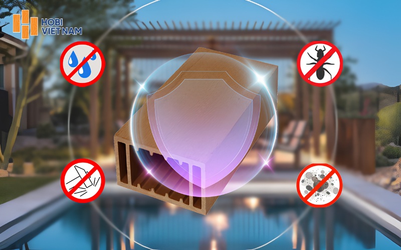 Thanh lam gỗ nhựa có độ bền và khả năng chống chịu thời tiết tốt