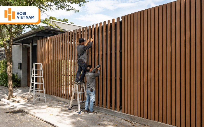 Thi công lam gỗ nhựa đúng kỹ thuật giúp đảm bảo thẩm mỹ và độ bền