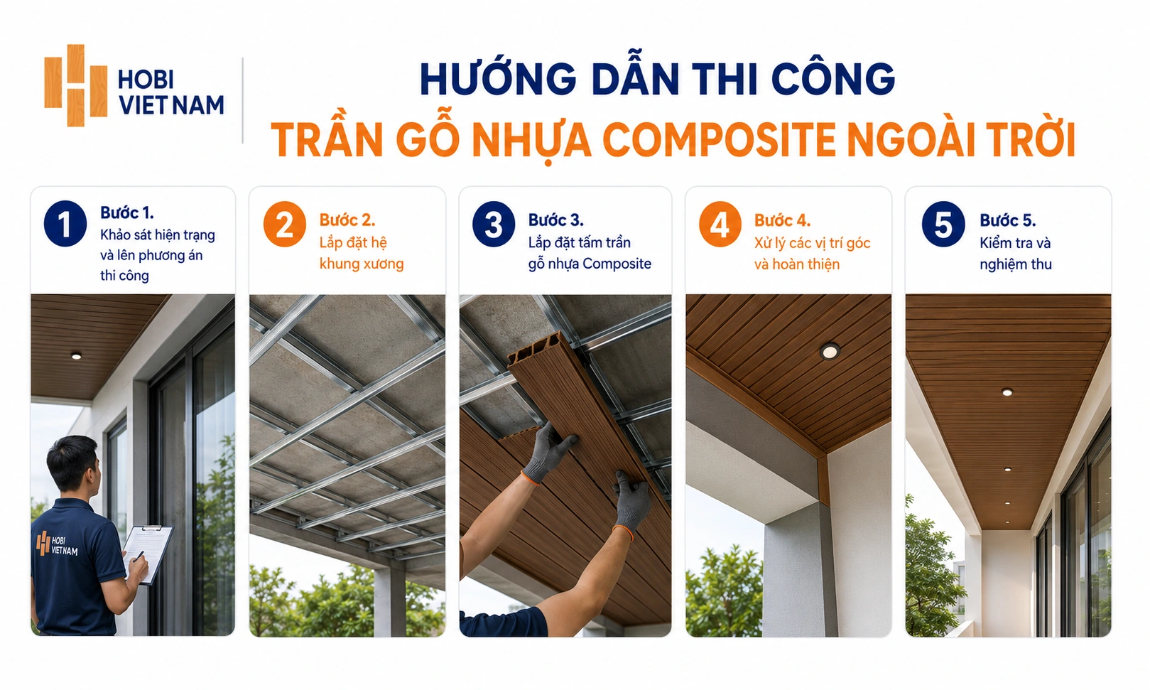 Hướng dẫn thi công trần gỗ nhựa composite