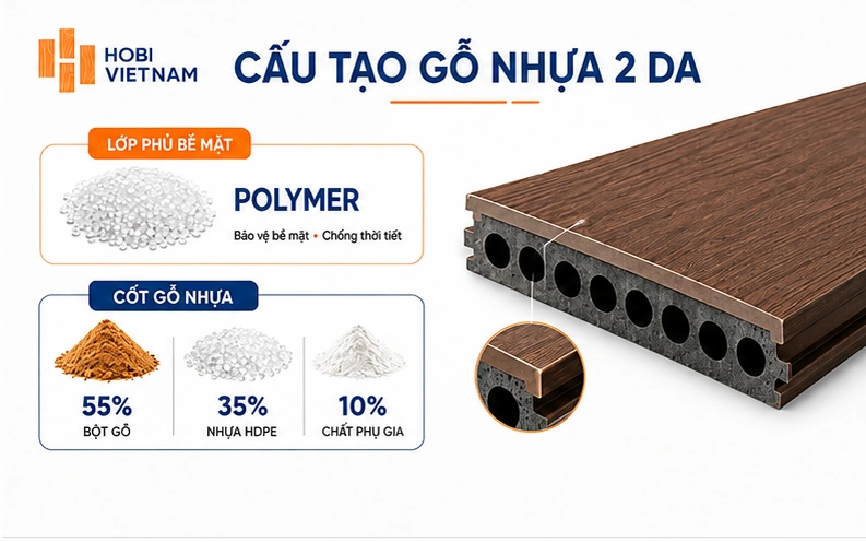 Cấu tạo của gỗ nhựa 2 da