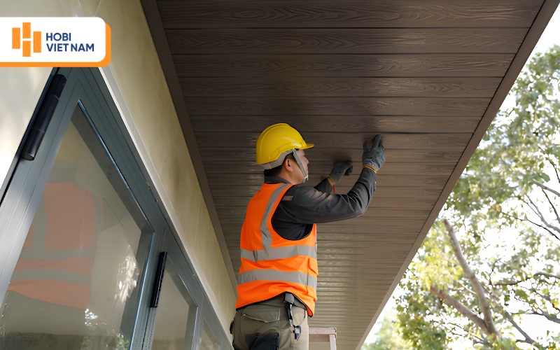 Thi công lam sóng gỗ ốp trần