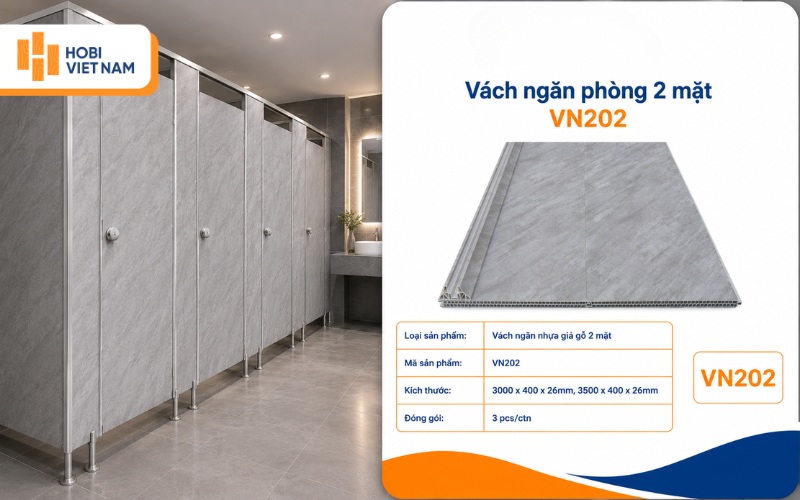 Vách ngăn toilet 2 mặt màu xám