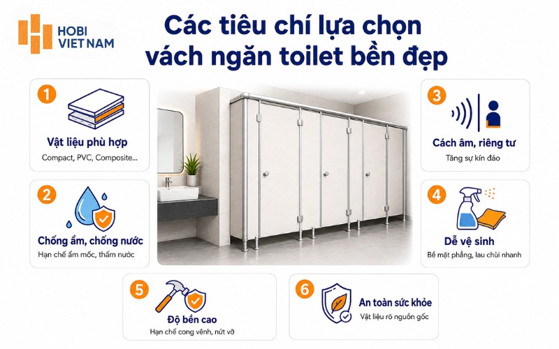 Một vài tiêu chí cần nhớ khi lựa chọn vách ngăn cho toilet