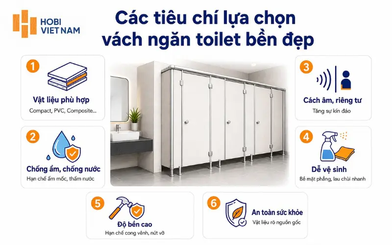 Một vài tiêu chí cần nhớ khi lựa chọn vách ngăn cho toilet