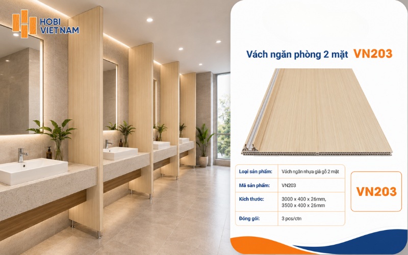 Vách ngăn nhà vệ sinh giả gỗ mã VN203