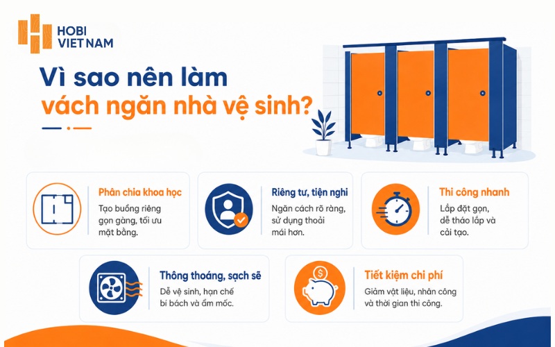 Vách ngăn nhà vệ sinh mang lại nhiều lợi ích