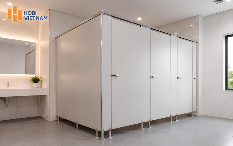 Vách ngăn toilet nhựa giả gỗ