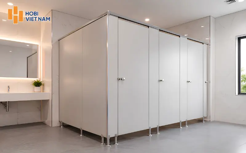 Vách ngăn toilet nhựa giả gỗ