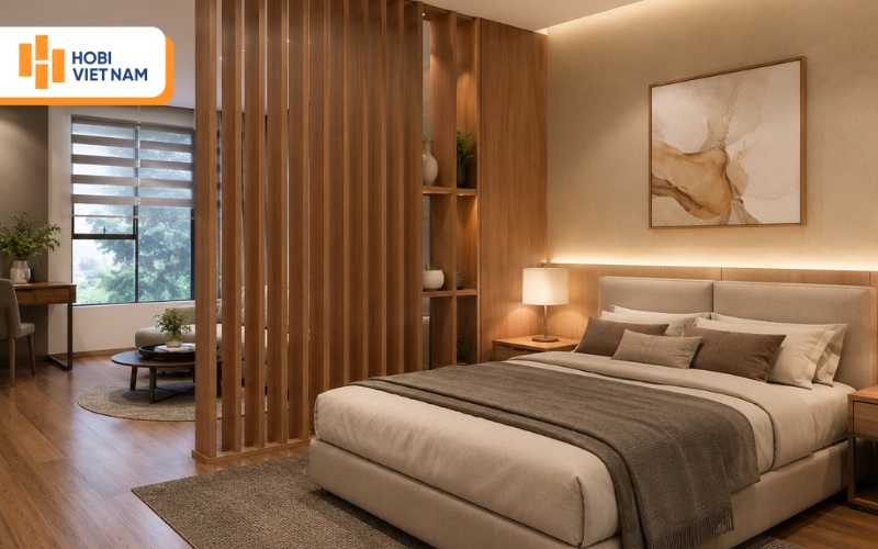 Nên cân nhắc về độ bền, tính thẩm mỹ và chi phí khi chọn vật liệu vách ngăn phòng ngủ