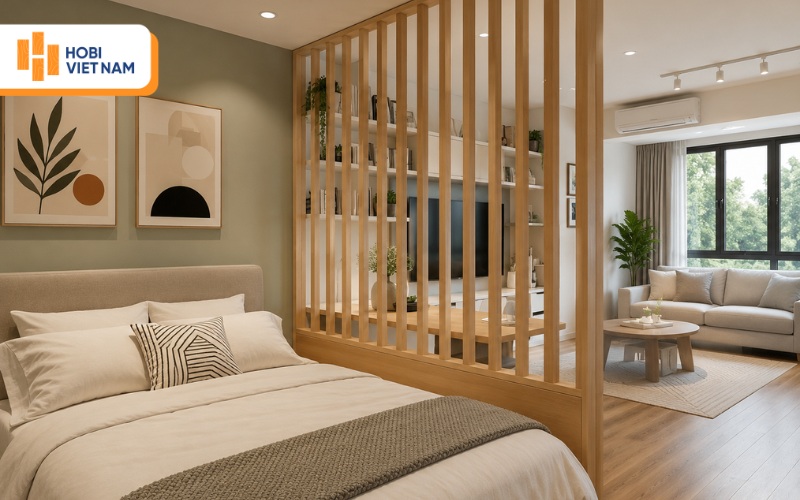 Vật liệu ngăn phòng ngủ bằng gỗ nhựa Composite
