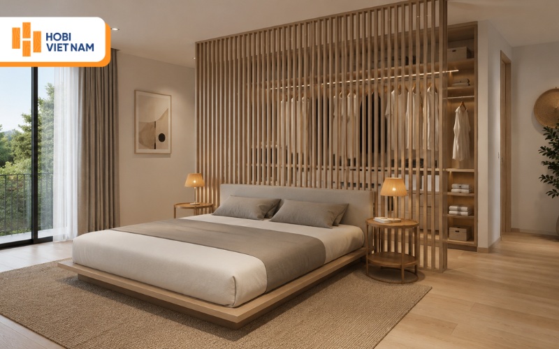 Vật liệu ngăn phòng ngủ bằng gỗ công nghiệp