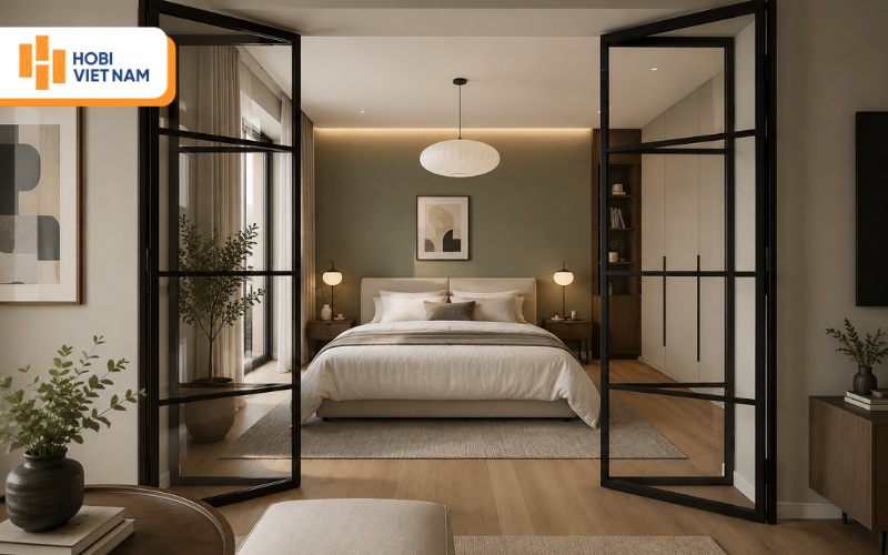 Ngăn phòng ngủ bằng kính cường lực