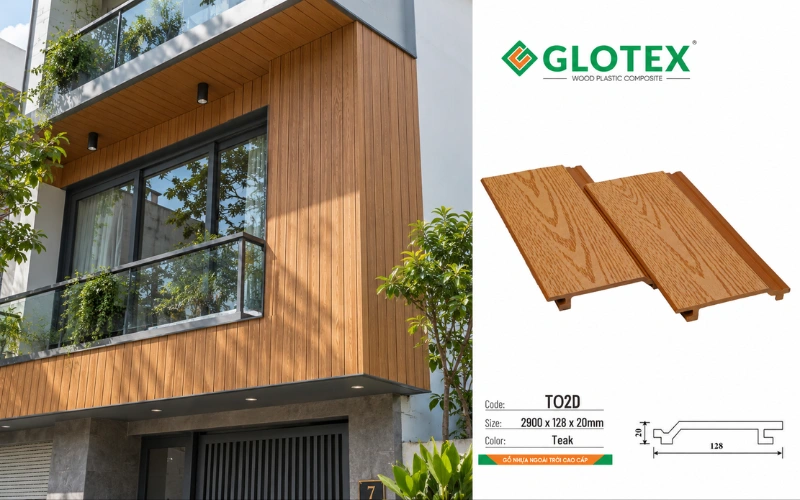 Gỗ nhựa Glotex ốp mặt tiền nhà Gỗ nhựa Glotex ốp mặt tiền nhà