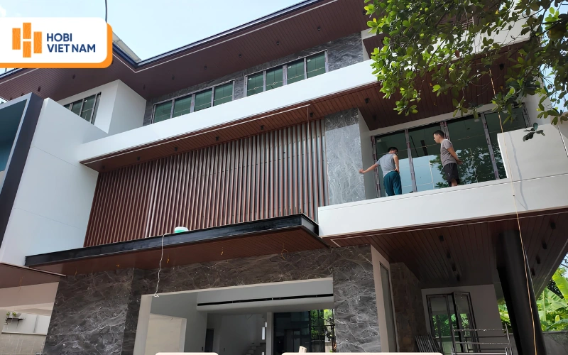Mẫu lam chắn ánh nắng hình hộp cho biệt thự