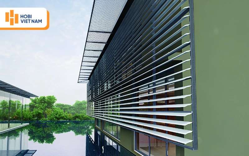 Thiết kế thanh lam chắn ánh nắng có hình lá liễu