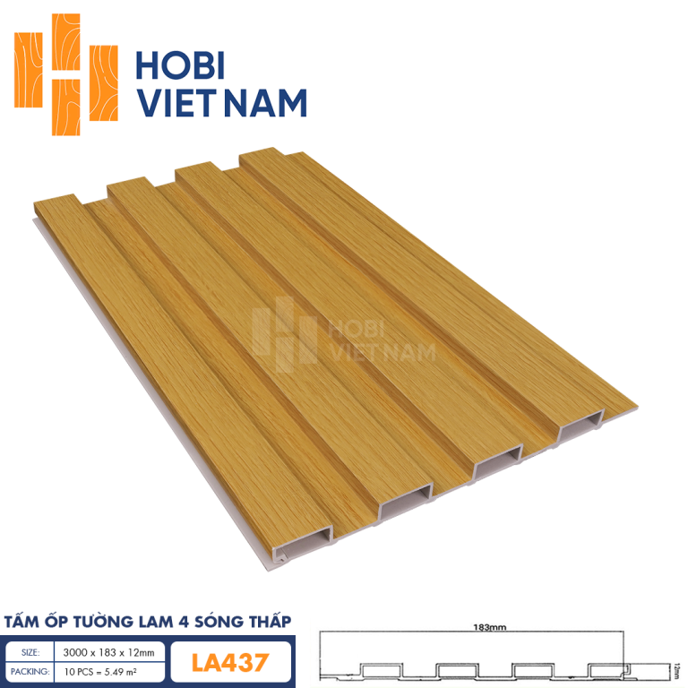 Tấm ốp tường lam 4 sóng thấp LA437