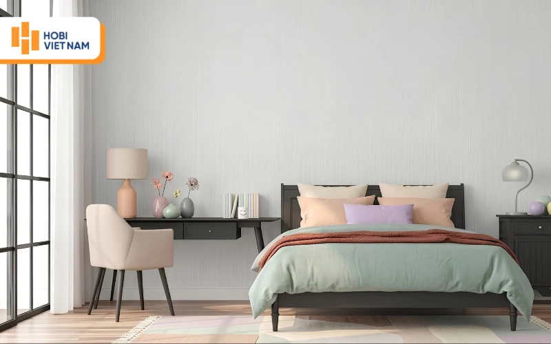 Giấy dán tường màu xám nhạt tinh tế, phù hợp phong cách tối giản