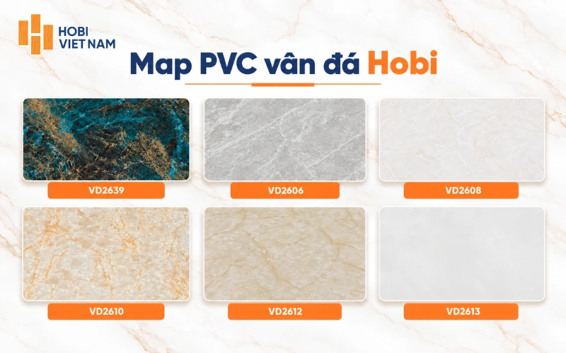 Mẫu Map PVC vân đá thương hiệu Hobi đơn giản Mẫu Map PVC vân đá thương hiệu Hobi đơn giản