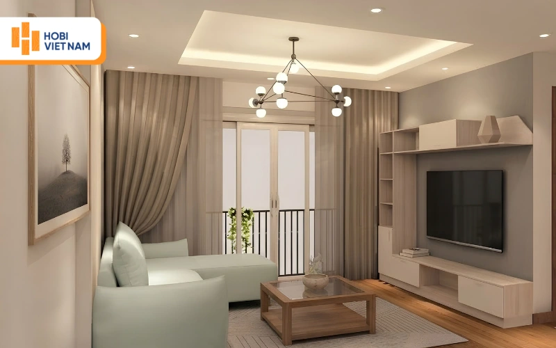 Trần thạch cao giật cấp hiện đại, kết hợp đèn chùm và downlight, ấm cúng Trần thạch cao giật cấp hiện đại, kết hợp đèn chùm và downlight, ấm cúng