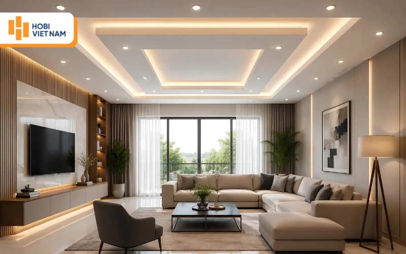 Trần thạch cao giật cấp Trần thạch cao giật cấp
