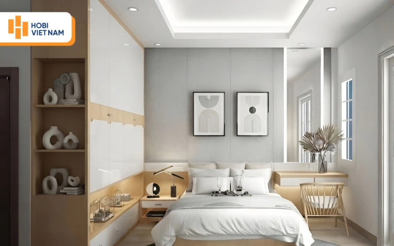 Trần thạch cao giật cấp vuông, đèn hắt sáng giấu kín tạo cảm giác nới rộng không gian Trần thạch cao giật cấp vuông, đèn hắt sáng giấu kín tạo cảm giác nới rộng không gian