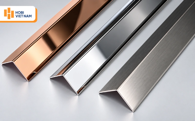Mẫu nẹp hình chữ V với chất liệu inox sáng bóng Mẫu nẹp hình chữ V với chất liệu inox sáng bóng