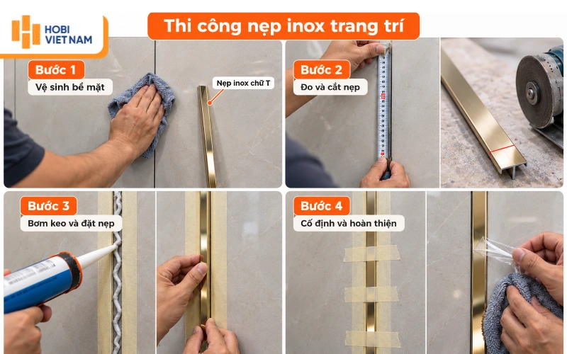 Hướng dẫn thi công nẹp inox trang trí đúng kỹ thuật