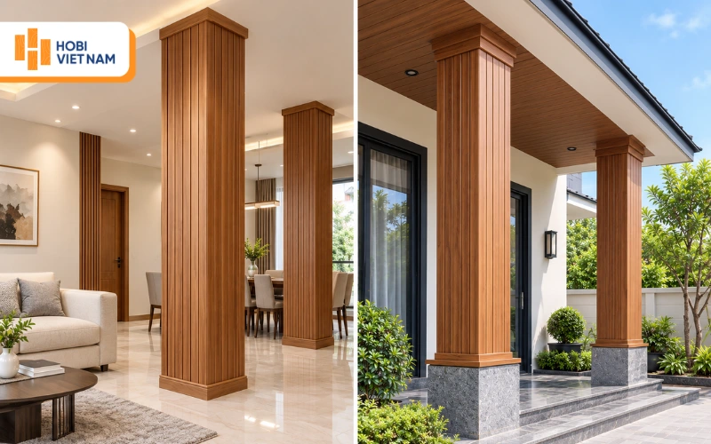 Ốp cột giả gỗ trong nhà và ngoài trời Ốp cột giả gỗ trong nhà và ngoài trời