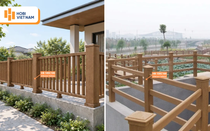 Trụ gỗ nhựa HB 100C100 (Vibrant Yellow) bền, đẹp, sang trọng cho lan can Trụ gỗ nhựa HB 100C100 (Vibrant Yellow) bền, đẹp, sang trọng cho lan can