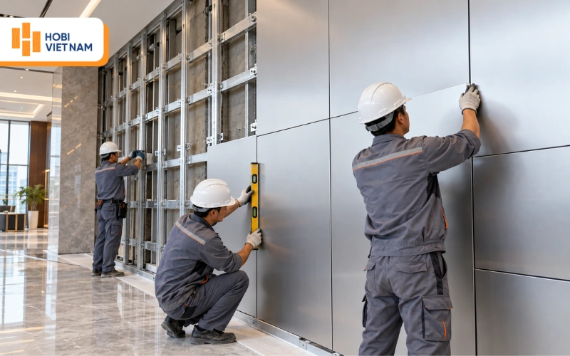 Thi công tấm nhôm ốp tường chuẩn kỹ thuật