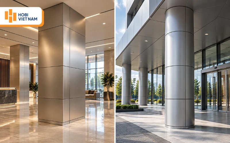 Mẫu tấm ốp cột tròn và vuông Alu (Aluminum Composite Panel) Mẫu tấm ốp cột tròn và vuông Alu (Aluminum Composite Panel)