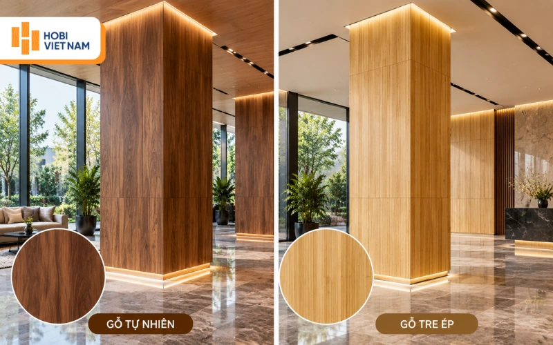 Sản phẩm ốp cột từ gỗ tự nhiên và gỗ ép Sản phẩm ốp cột từ gỗ tự nhiên và gỗ ép