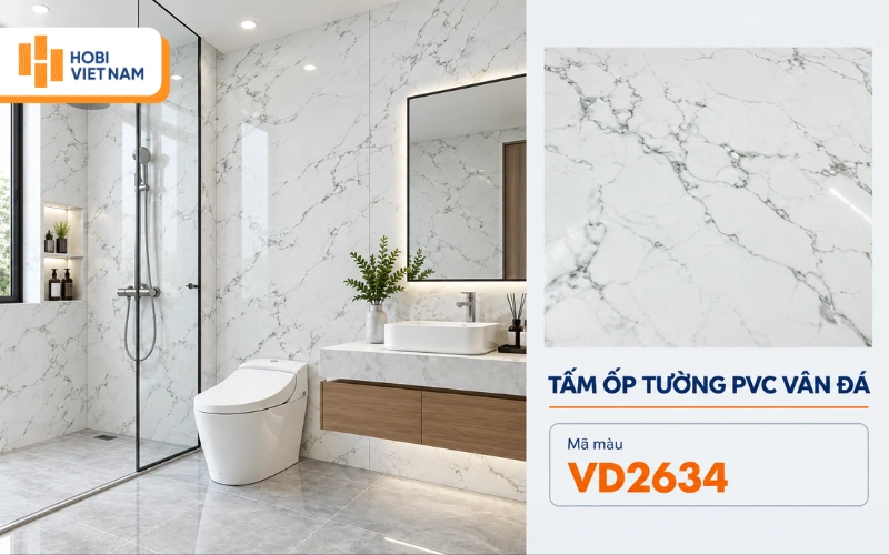 Tấm ốp tường nhà tắm PVC vân đá VD2634