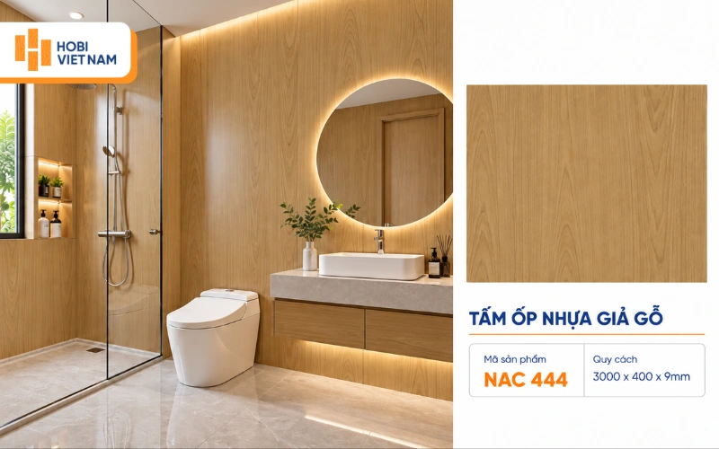 Mẫu ốp tường giả gỗ cho nhà tắm NAC 444