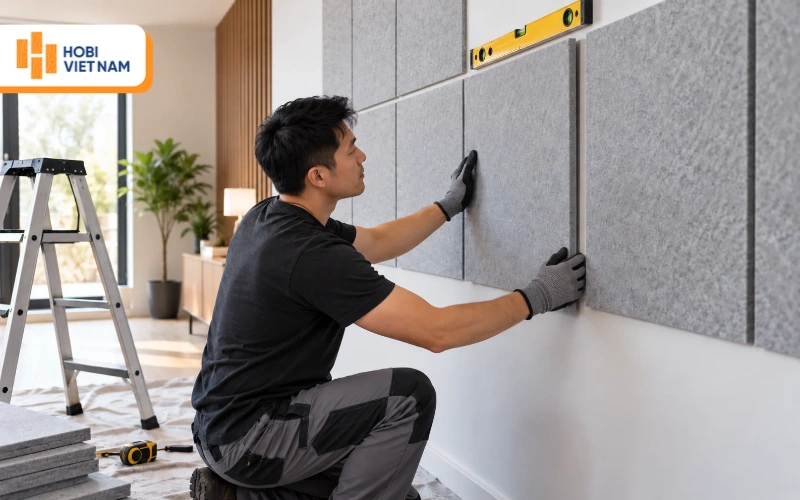 Một số các lưu ý khi thi công vật liệu tiêu âm trang trí